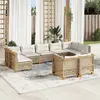 Image de vidaXL Salon de jardin avec coussins 9 pcs beige résine tressée