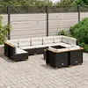 Image de vidaXL Salon de jardin 10 pcs avec coussins noir résine tressée