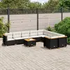 Image de vidaXL Salon de jardin 10 pcs avec coussins noir résine tressée