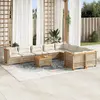 Image de vidaXL Salon de jardin avec coussins 10 pcs beige résine tressée