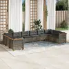 Image de vidaXL Salon de jardin avec coussins 10 pcs gris résine tressée