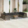 Image de vidaXL Salon de jardin 11 pcs avec coussins gris résine tressée