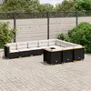 Image de vidaXL Salon de jardin 10 pcs avec coussins noir résine tressée