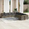 Image de vidaXL Salon de jardin avec coussins 10 pcs gris résine tressée