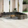 Image de vidaXL Salon de jardin 11 pcs avec coussins gris résine tressée