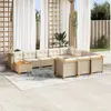 Image de vidaXL Salon de jardin 11 pcs avec coussins beige résine tressée