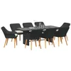 Image de vidaXL Ensemble de salle à manger pour jardin 9 pcs Noir polyrotin, Ensemble de salle à manger en plein air, Équipe de jardin moderne, Matériaux résistants aux UV, Mobilier de patio, Élégant extérieur