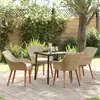 Image de vidaXL Ensemble de salle à manger pour jardin 5 pcs Beige polyrotin