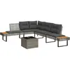Image de vidaXL Salon de jardin avec coussins 2pcs gris résine tressée et verre