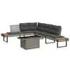Image de vidaXL Salon de jardin avec coussins 2pcs gris résine tressée et verre