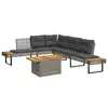 Image de vidaXL Salon de jardin avec coussins 5 pcs gris résine tressée acacia