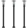 Image de vidaXL Lampadaires d'extérieur 3 pcs noir 100 cm acier inoxydable, éclairage au sol d'extérieur, éclairage au sol de jardin, lampadaire de jardin