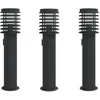Image de vidaXL Lampadaires d'extérieur avec sortie 3 pcs noir acier inoxydable