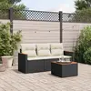 Image de vidaXL Salon de jardin 4 pcs avec coussins noir résine tressée