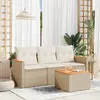 Image de vidaXL Salon de jardin avec coussins 4 pcs beige résine tressée