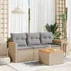 Image de vidaXL Salon de jardin avec coussins 4 pcs beige résine tressée
