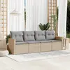 Image de vidaXL Salon de jardin avec coussins 4 pcs beige résine tressée