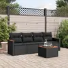 Image de vidaXL Salon de jardin 5 pcs avec coussins noir résine tressée