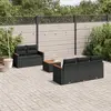 Image de vidaXL Salon de jardin 6 pcs avec coussins noir résine tressée