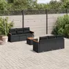 Image de vidaXL Salon de jardin 7 pcs avec coussins noir résine tressée