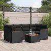Image de vidaXL Salon de jardin 7 pcs avec coussins noir résine tressée