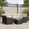 Image de vidaXL Salon de jardin 7 pcs avec coussins noir résine tressée