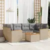 Image de vidaXL Salon de jardin avec coussins 7 pcs beige résine tressée