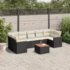 Image de vidaXL Salon de jardin 8 pcs avec coussins noir résine tressée