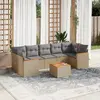 Image de vidaXL Salon de jardin avec coussins 8 pcs beige résine tressée
