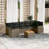 Image de vidaXL Salon de jardin 8 pcs avec coussins gris résine tressée