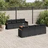 Image de vidaXL Salon de jardin 9 pcs avec coussins noir résine tressée