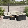 Image de vidaXL Salon de jardin 9 pcs avec coussins noir résine tressée