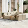 Image de vidaXL Salon de jardin avec coussins 9 pcs beige résine tressée