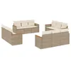 Image de vidaXL Salon de jardin avec coussins 12 pcs beige résine tressée