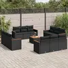Image de vidaXL Salon de jardin avec coussins 13 pcs noir résine tressée