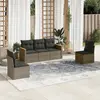 Image de vidaXL Salon de jardin 5 pcs avec coussins gris résine tressée