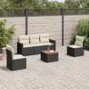Image de vidaXL Salon de jardin 6 pcs avec coussins noir résine tressée