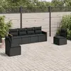 Image de vidaXL Salon de jardin 6 pcs avec coussins noir résine tressée