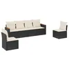 Image de vidaXL Salon de jardin 6 pcs avec coussins noir résine tressée