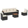 Image de vidaXL Salon de jardin 7 pcs avec coussins noir résine tressée