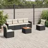 Image de vidaXL Salon de jardin 7 pcs avec coussins noir résine tressée