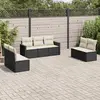 Image de vidaXL Salon de jardin 7 pcs avec coussins noir résine tressée