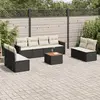 Image de vidaXL Salon de jardin 9 pcs avec coussins noir résine tressée