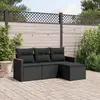 Image de vidaXL Salon de jardin 4 pcs avec coussins noir résine tressée