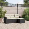 Image de vidaXL Salon de jardin 4 pcs avec coussins noir résine tressée