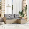 Image de vidaXL Salon de jardin avec coussins 4 pcs beige résine tressée