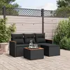 Image de vidaXL Salon de jardin 5 pcs avec coussins noir résine tressée