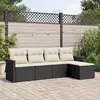 Image de vidaXL Salon de jardin 5 pcs avec coussins noir résine tressée