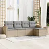 Image de vidaXL Salon de jardin avec coussins 5 pcs beige résine tressée