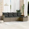 Image de vidaXL Salon de jardin 5 pcs avec coussins gris résine tressée